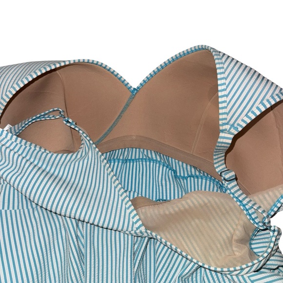 SWIM by Cacique Blue White Striped One Piece Swimsuit Tiered Ruched Size 24W - Picture 4 of 5